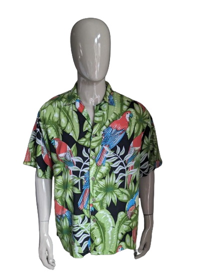 Thumps Up origineel Hawaii overhemd korte mouw. Papagaai print. Maat L / XL. Viscose / Rayon