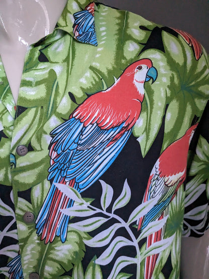 Thumps Up origineel Hawaii overhemd korte mouw. Papagaai print. Maat L / XL. Viscose / Rayon