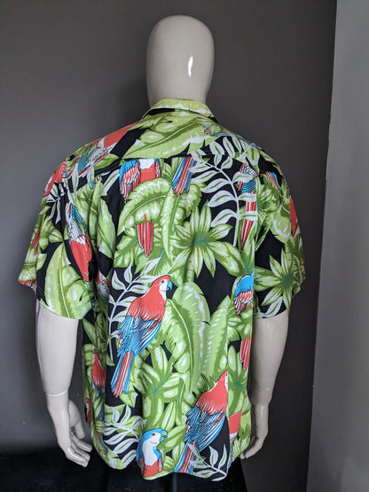 Thumps Up origineel Hawaii overhemd korte mouw. Papagaai print. Maat L / XL. Viscose / Rayon