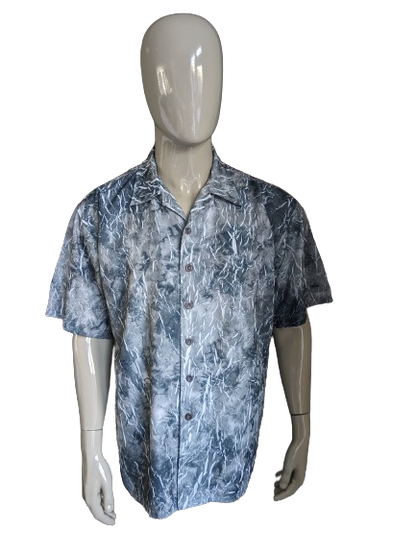 Ne-I-I Vintage Shirt Short Sleeve. Effet de rides blanches grises. Taille xl / xxl-2xl.