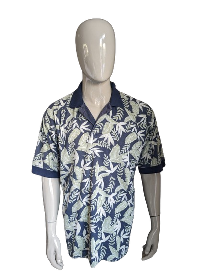 Cutter & Buck Polo. Motif de feuille bleu beige vert. Taille xl.