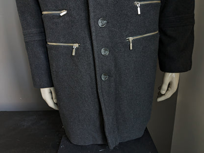 Separate Martin wool half long jacket with buttons and zipper applications. Dark gray. Size 52 / L.