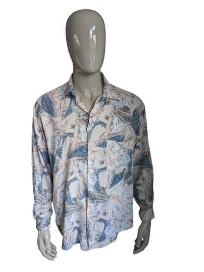 Vintage 90's overhemd. Roze blauw grijs paarse print. Maat XL.