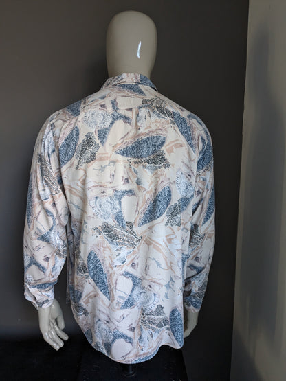 Vintage 90's overhemd. Roze blauw grijs paarse print. Maat XL.