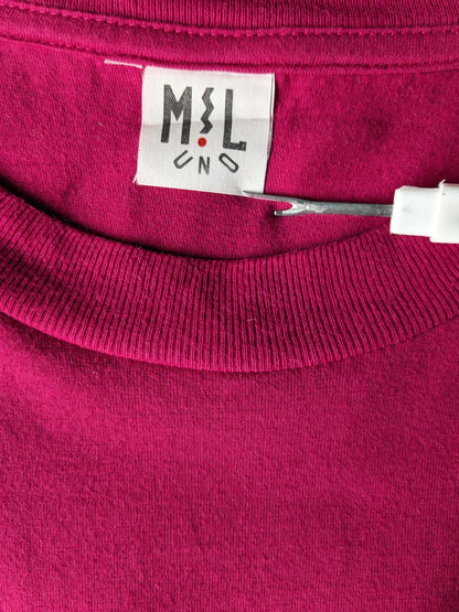 Vintage Mil Uno Shirt "Maus". Pink mit Druck. Größe M.