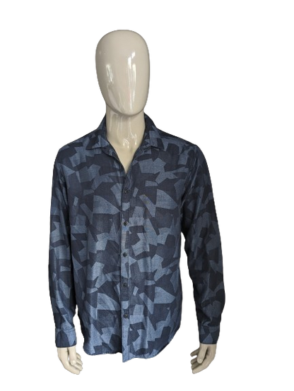 Esprit overhemd. Blauwe print. Maat L. Regular Fit.