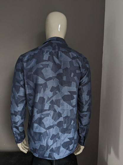 Esprit overhemd. Blauwe print. Maat L. Regular Fit.