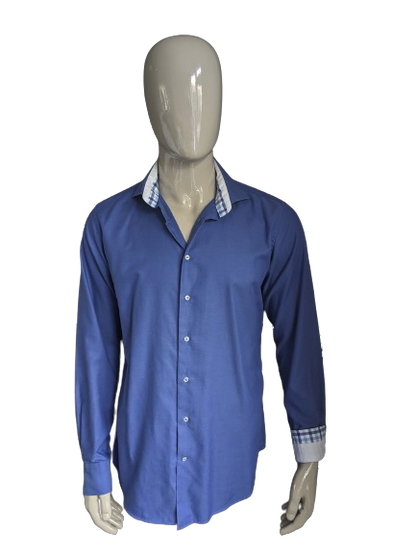 Profuomo overhemd. Blauw gemêleerd. Maat 42 / L. Slim Fit.