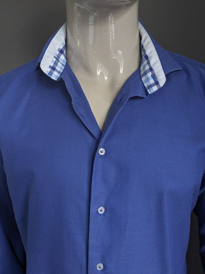 Profuomo overhemd. Blauw gemêleerd. Maat 42 / L. Slim Fit.