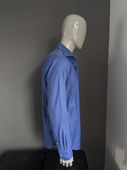 Profuomo overhemd. Blauw gemêleerd. Maat 42 / L. Slim Fit.