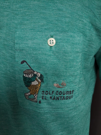 Vintage Gerard Bert Golf Polo. "Golfplatz El Kantaoui". Grün gemischt. Größe L.