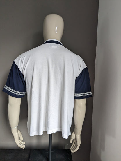 Polo vintage Sun City avec fermeture éclair. Couleur blanc bleu. Taille xl.