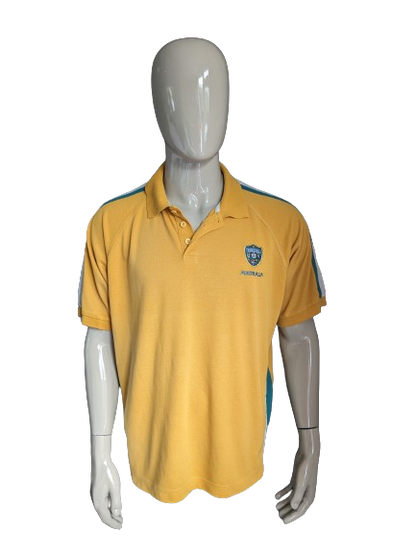 Vintage Australia Rugby Polo. Couleur jaune blanc vert. Taille 2xl / xxl.