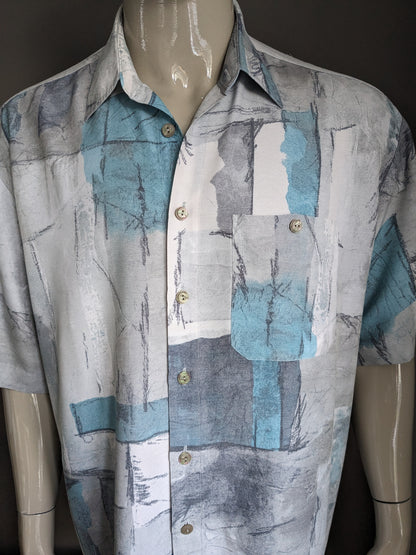 SHIGT CHIMT CHIRT des années 80-90 Vintage. Impression bleu gris. Taille 2xl / xxl.