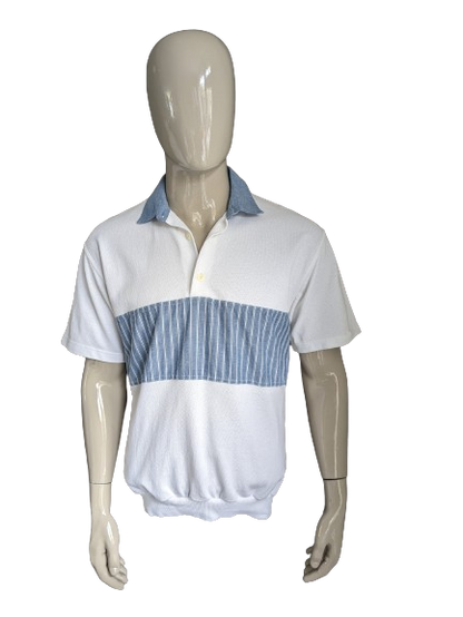 Vintage st. Michael Polo avec un groupe élastique. Couleur blanc bleu. Taille M.