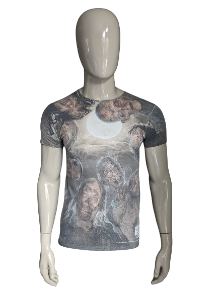 Chemise d'origine The Walking Dead. Imprimé beige gris. Taille xs.