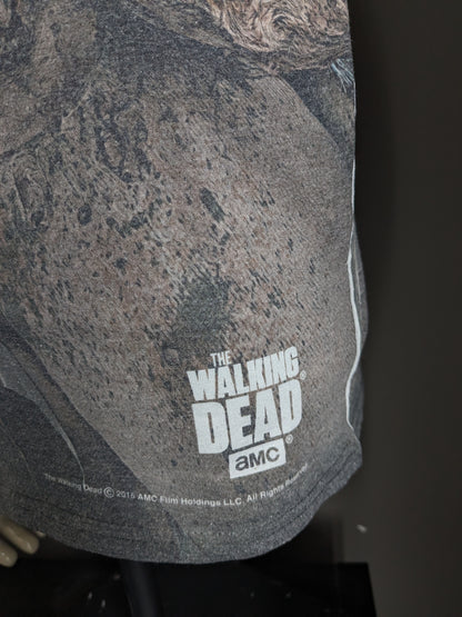 Chemise d'origine The Walking Dead. Imprimé beige gris. Taille xs.