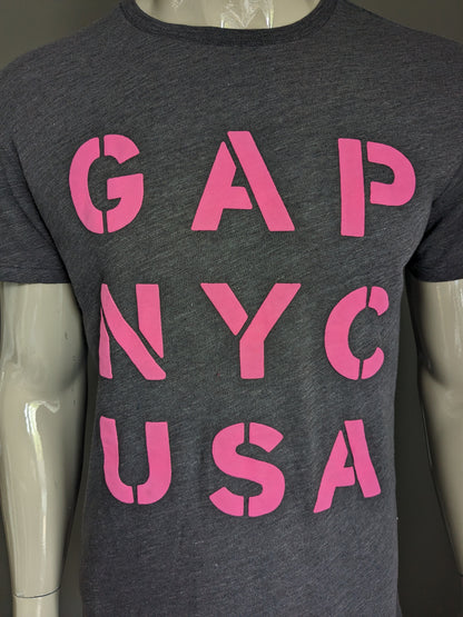 Gap shirt. Purple gray mixed with pink print. Size M.