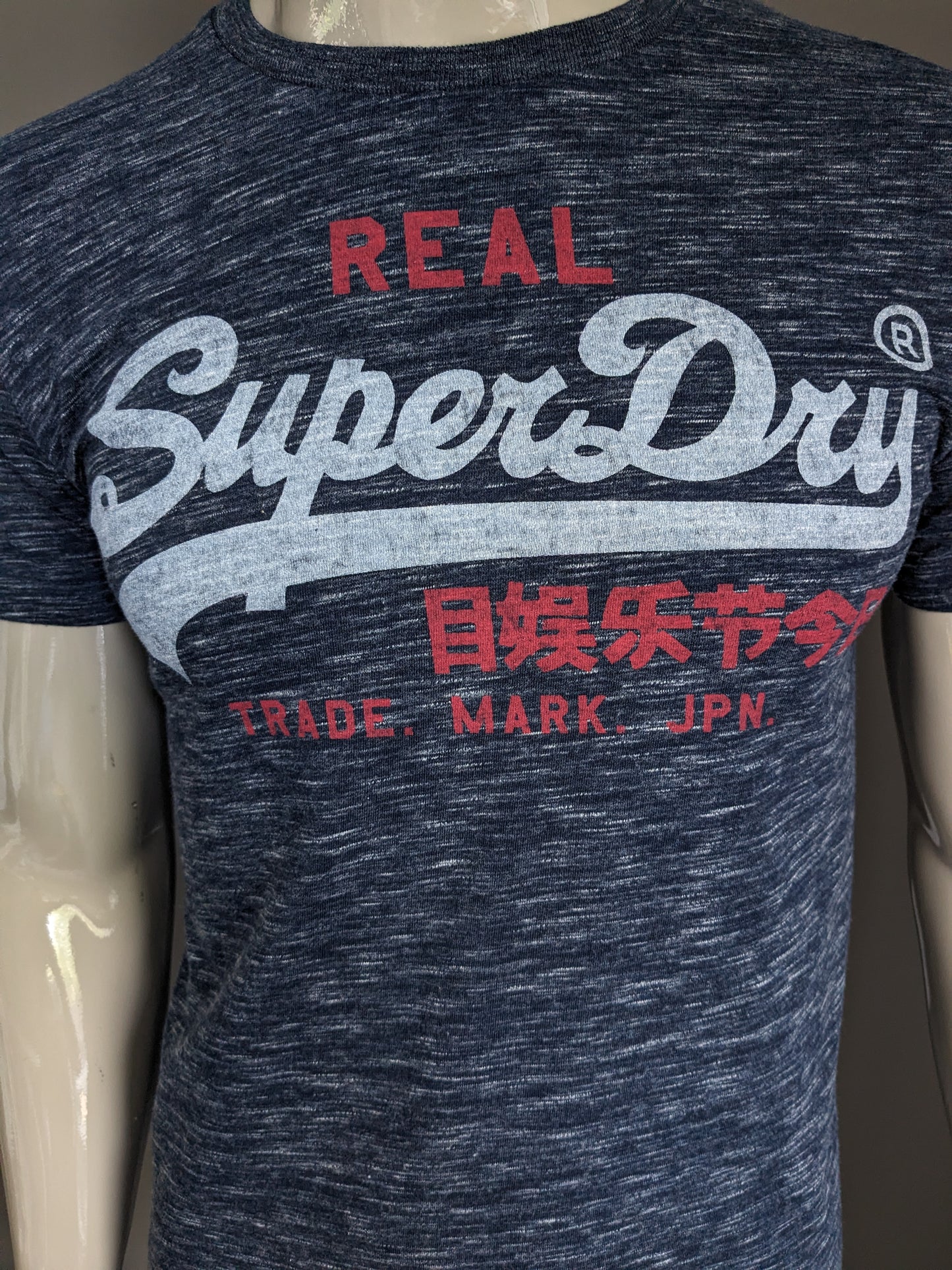 Superdry Shirt. Blaues grau gemischt mit druck. Größe M.