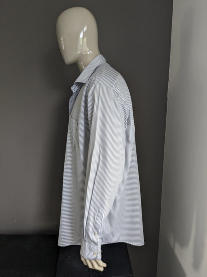 G&G Special Sizes for Men shirt. White gray striped. Size 3XL / XXXL. Regular fit.