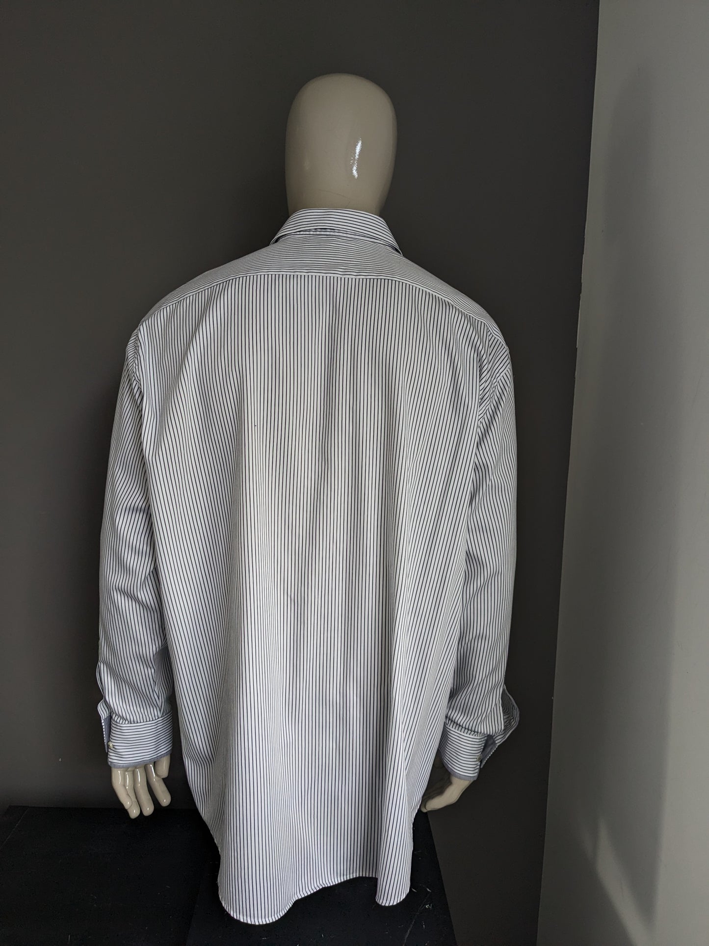 G&G special sizes for men overhemd. Wit Grijs gestreept. Maat 3XL / XXXL. Regular Fit.