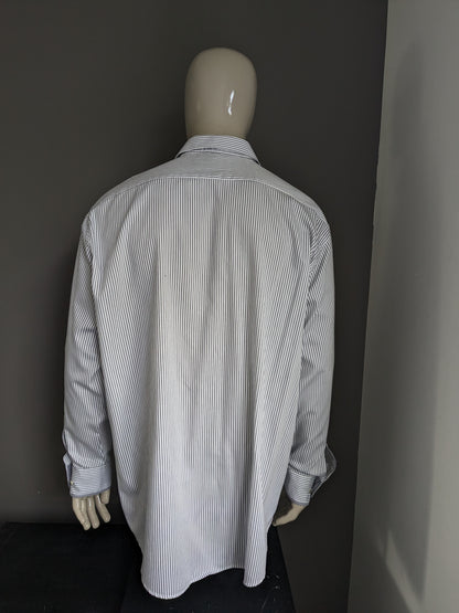 G&G Special Sizes for Men shirt. White gray striped. Size 3XL / XXXL. Regular fit.