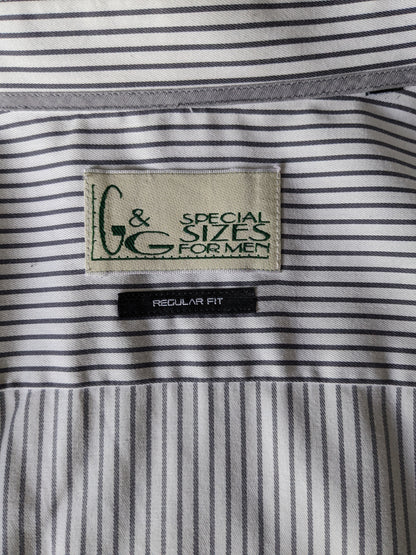 G&G Special Sizes for Men shirt. White gray striped. Size 3XL / XXXL. Regular fit.