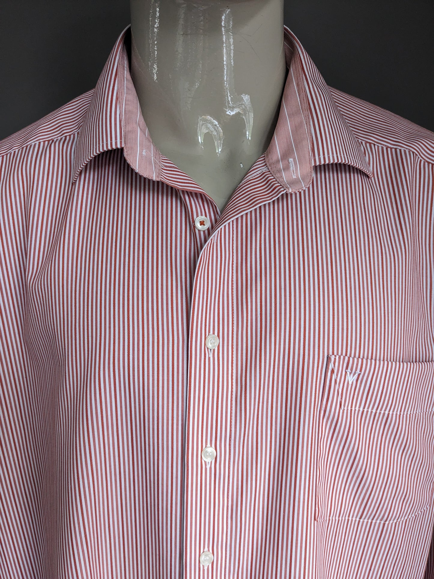 Camicia Marvelis. Strisce bianche rosse. Dimensione 4xl / xxxxl. Fit di comfort.