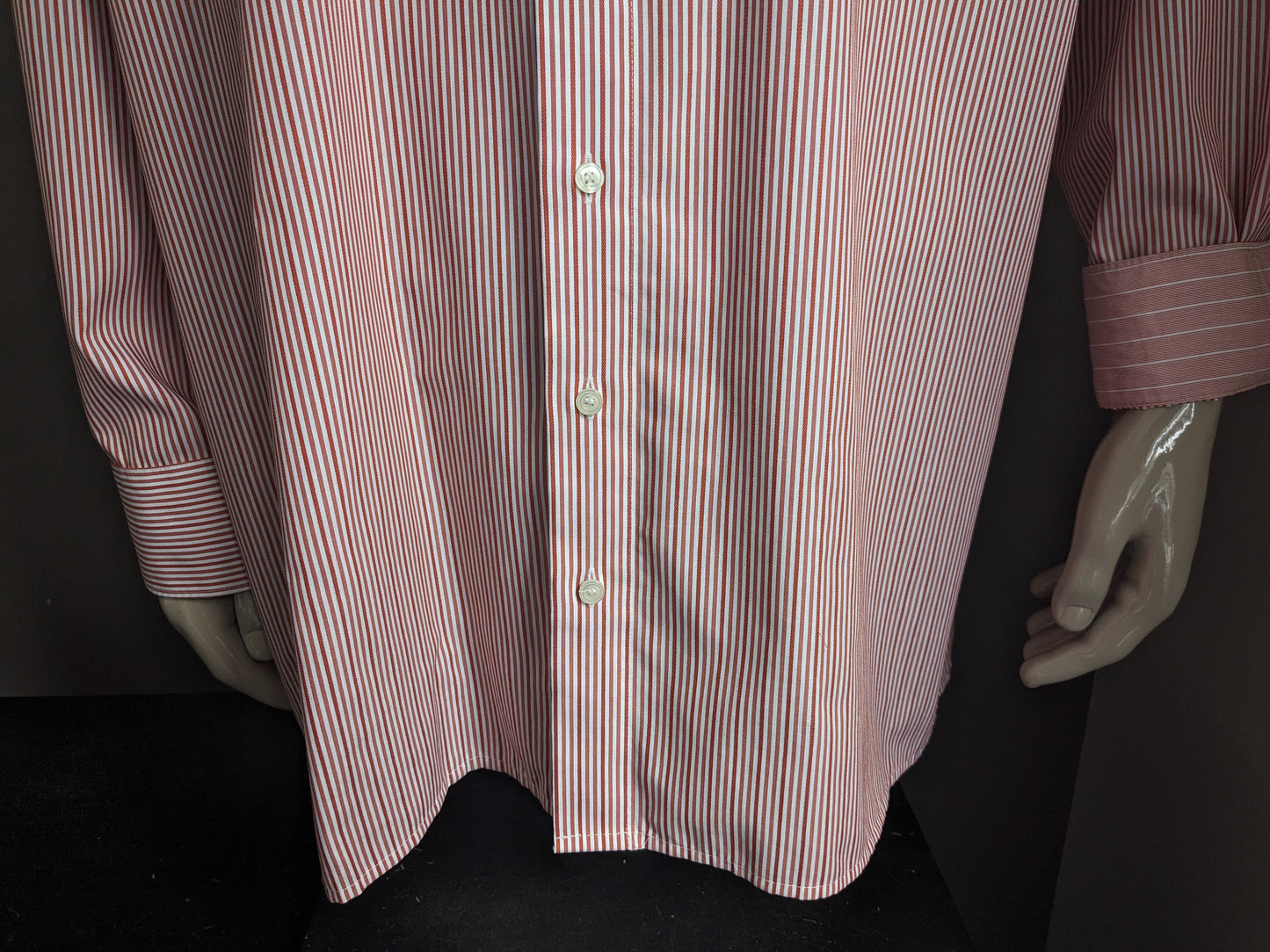 Camicia Marvelis. Strisce bianche rosse. Dimensione 4xl / xxxxl. Fit di comfort.