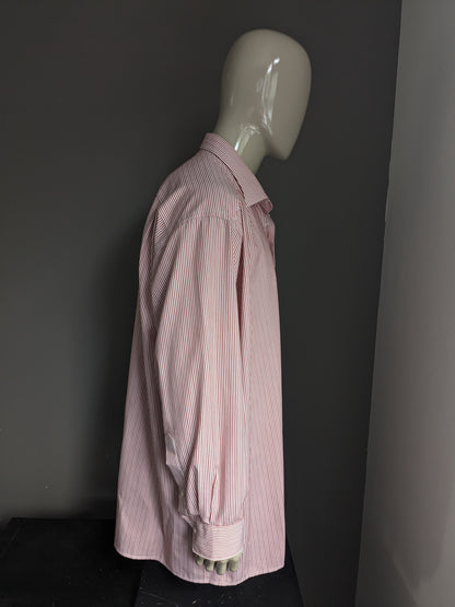 Camicia Marvelis. Strisce bianche rosse. Dimensione 4xl / xxxxl. Fit di comfort.