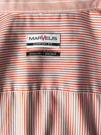 Marvelis overhemd. Rood Wit gestreept. Maat 4XL / XXXXL. Comfort Fit.