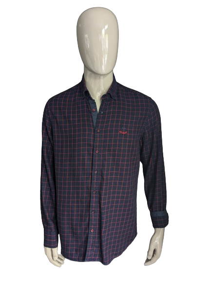 Camicia Campione del Garda. Rosso blu controllato. Adattamento regolare. Taglia XL.