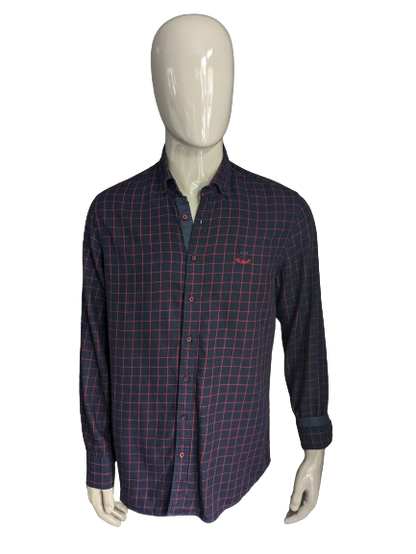 Chemise Campione del Garda. Blue Red vérifié. Ajustement régulier. Taille xl.