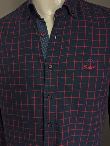 Camicia Campione del Garda. Rosso blu controllato. Adattamento regolare. Taglia XL.