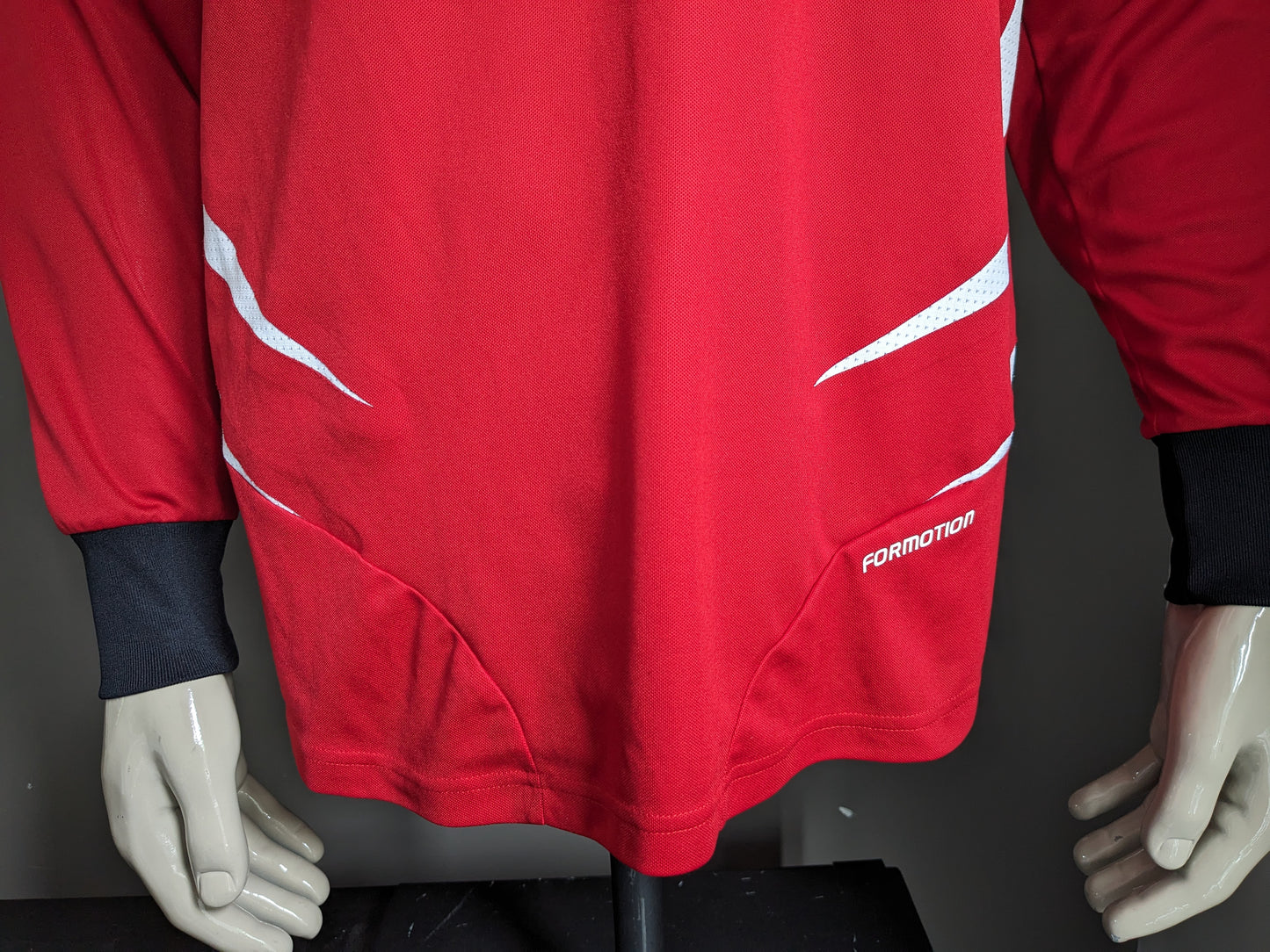 Vintage Adidas Keepers shirt. Rood Wit Zwart gekleurd. Spfr. Bühlerzell. Maat L.