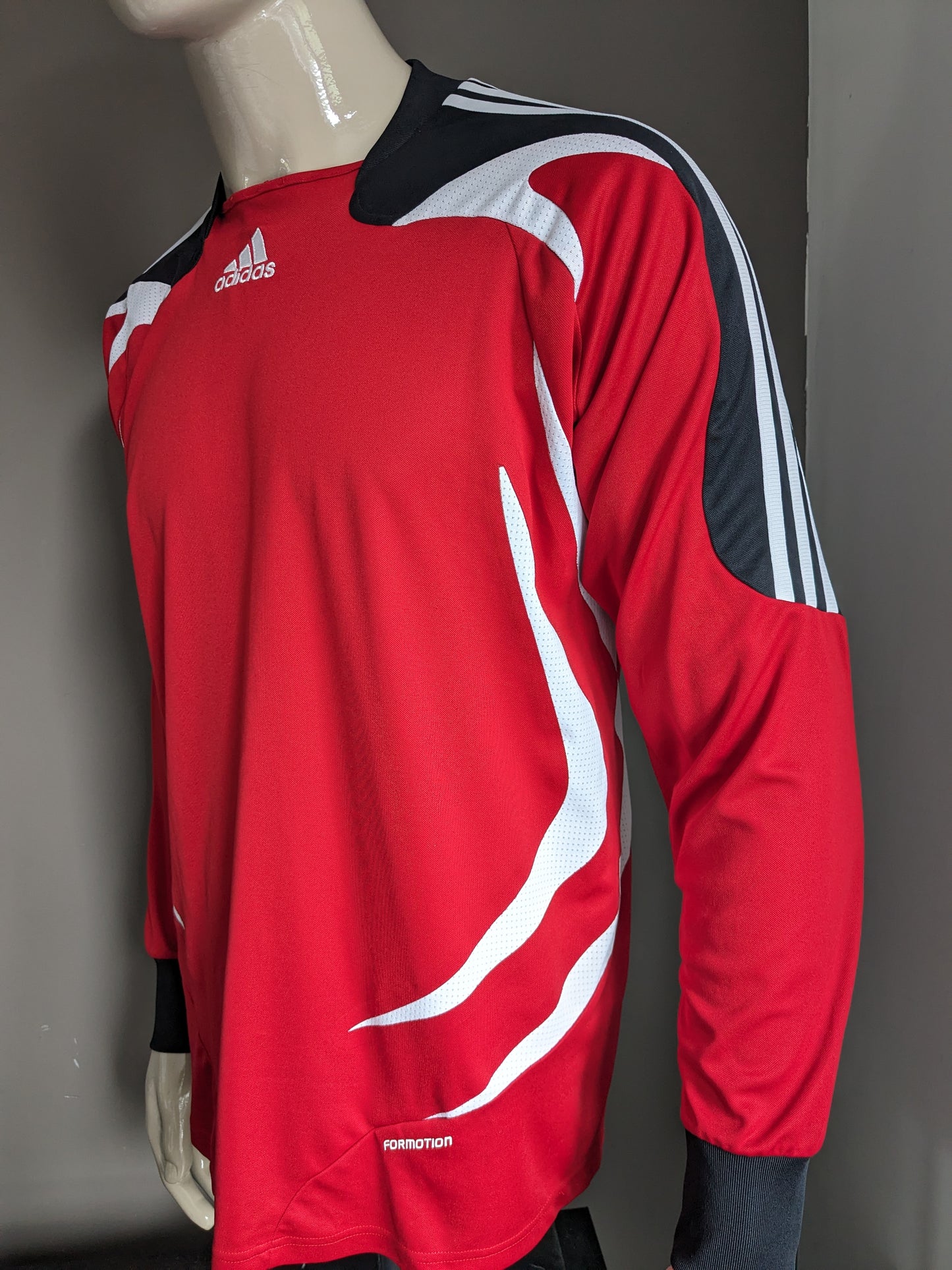 Vintage Adidas Keepers shirt. Rood Wit Zwart gekleurd. Spfr. Bühlerzell. Maat L.