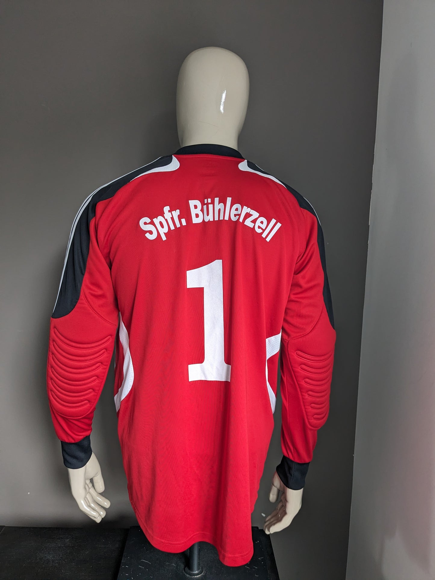 Chemise vintage adidas Keepers. Rouge blanc noir coloré. SPFR. Bühlerzell. Taille L.