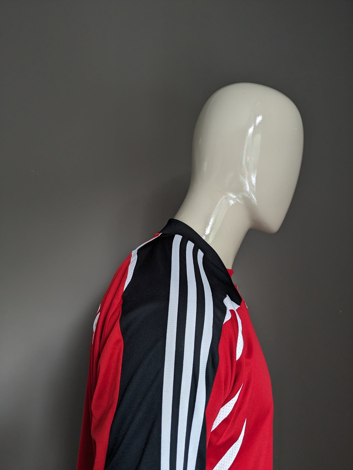 Chemise vintage adidas Keepers. Rouge blanc noir coloré. SPFR. Bühlerzell. Taille L.