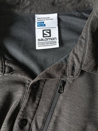 Salomon Polo with zipper application. Black mixed. Size L.