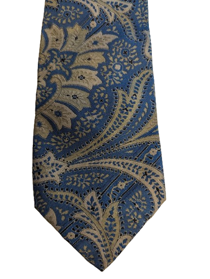 Tie vintage Giorgio Armani Silk Designer. Bel motivo verde blu.