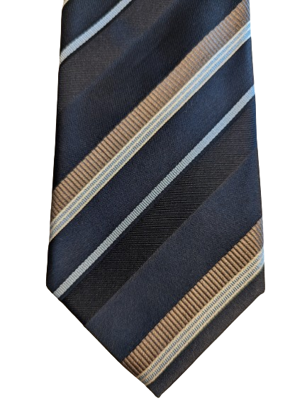 La corbata de seda de Hugo Boss vintage. Azul marrón negro.