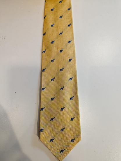 Jumbo hecho por la corbata de elefante de seda de Stange Berlin. Amarillo azul.