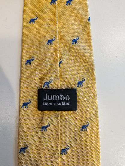 Jumbo made by Stange Berlin silk elephant tie. Yellow blue.