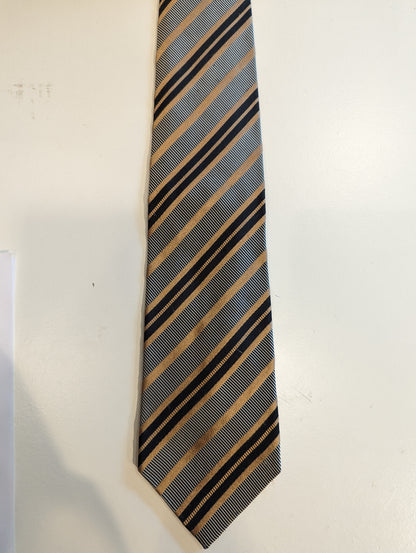 Hugo Boss silk tie. Black gold gray.