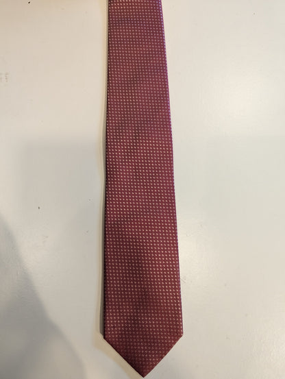 Hugo Boss Silk Tie. Motif blanc rose.