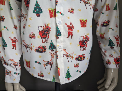 Chemise imprimée de Noël / X-Mas sans marque. Couleur vert rouge blanc. Taille L.