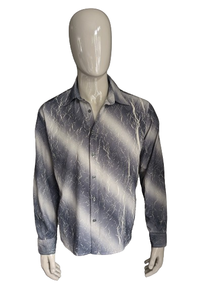 Camicia d'oro vintage. Effetto rughe beige grigio. Taglia XL.