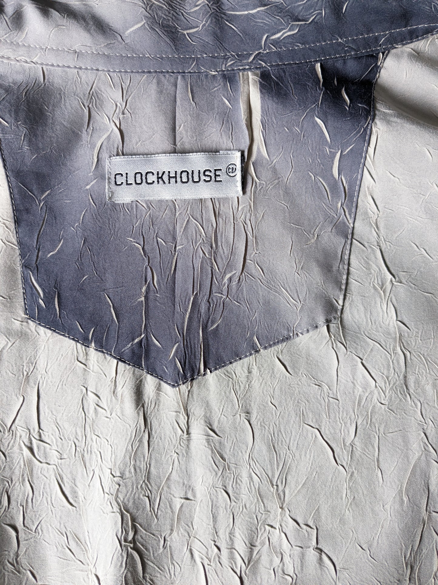 Vintage Clockhouse overhemd. Grijs Beige wrinkle effect. Maat XL.