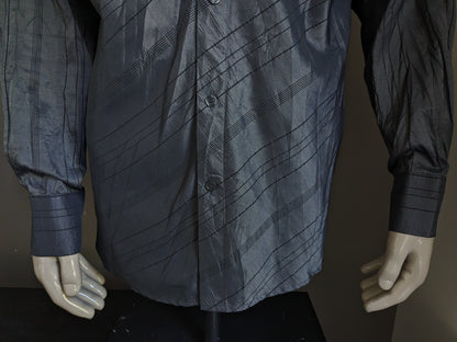 Camicia d'oro vintage. Motivo di effetto rughe nero grigio. Taglia XL.