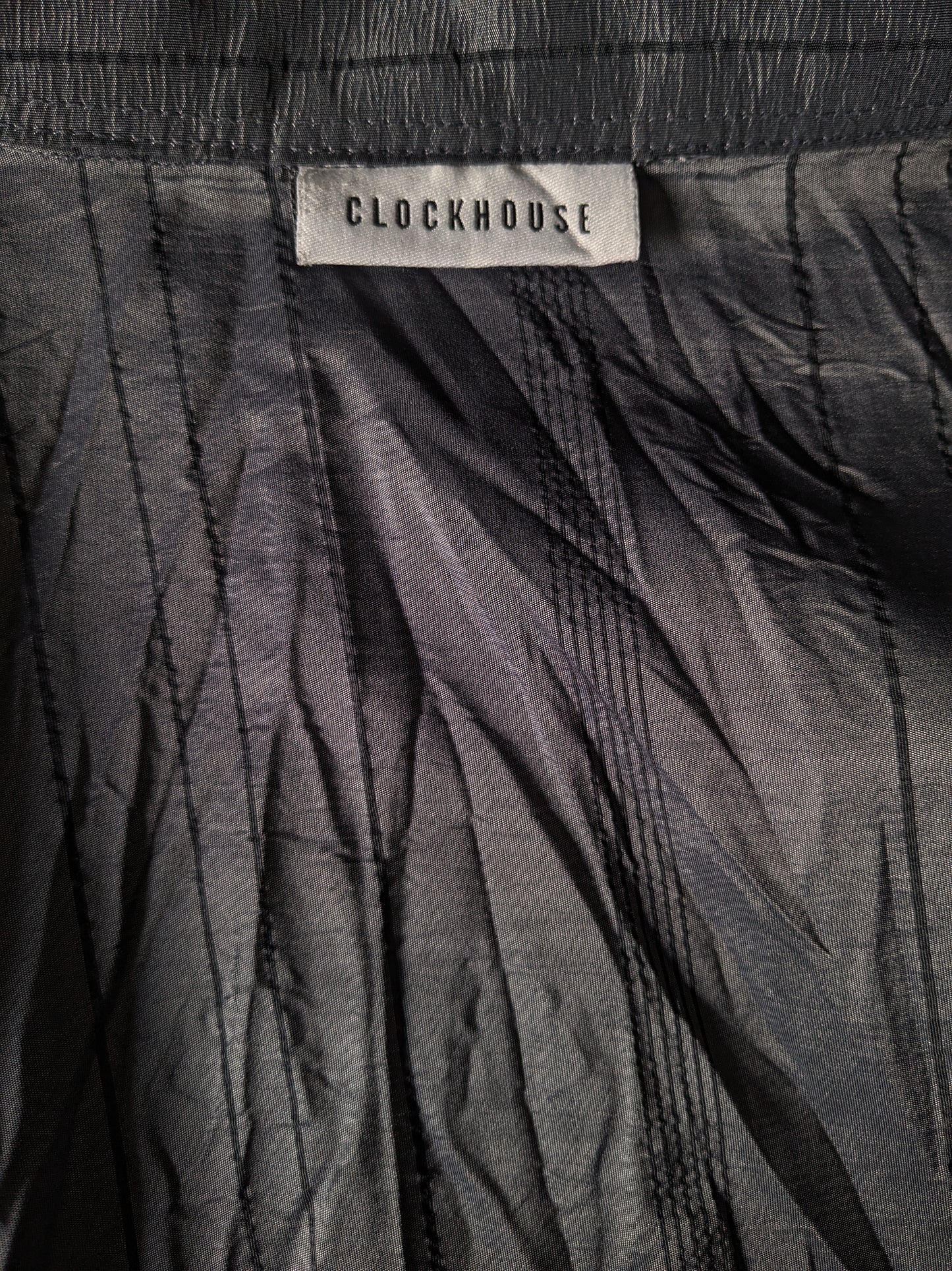 Camisa Vintage Clockhouse. Motivo de efecto de arrugas negras grises. Tamaño xl.